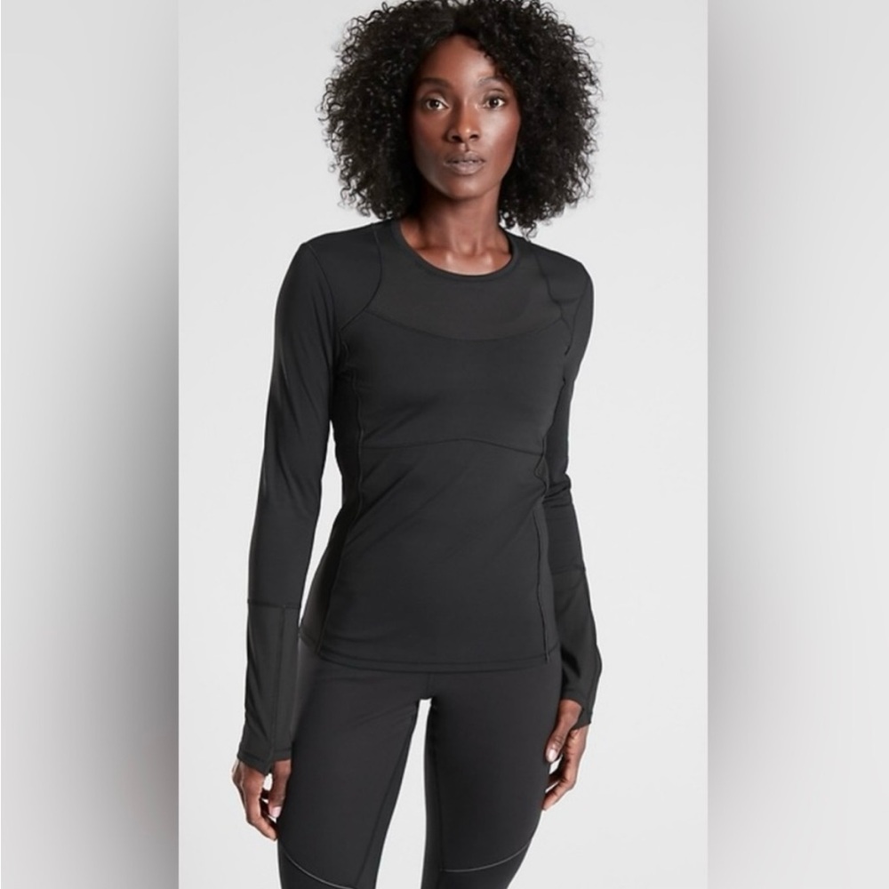 Athleta Eclipse Reflective Black Long Sleeve Top Size XS